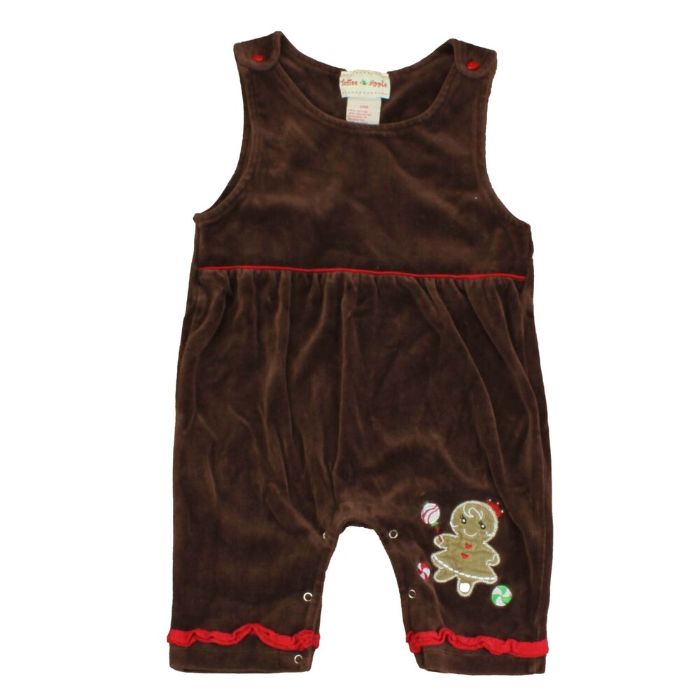 Toffee & Apple Girls Brown | Red Romper size: 24 Months